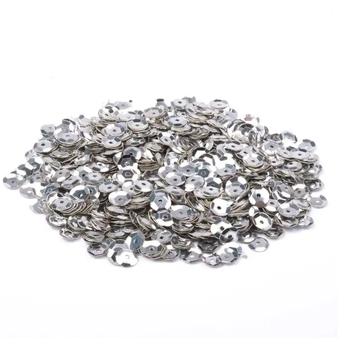 Paillettes lustrini da cucire con un foro argento chiaro 6 mm