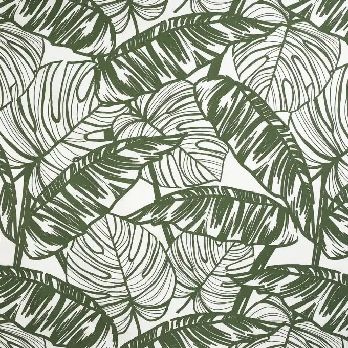 Tessuto cotone semi-natté foglie verdi