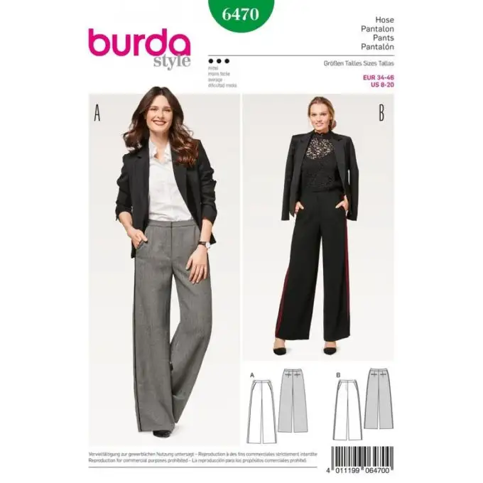 Modello burda 6470 pantaloni