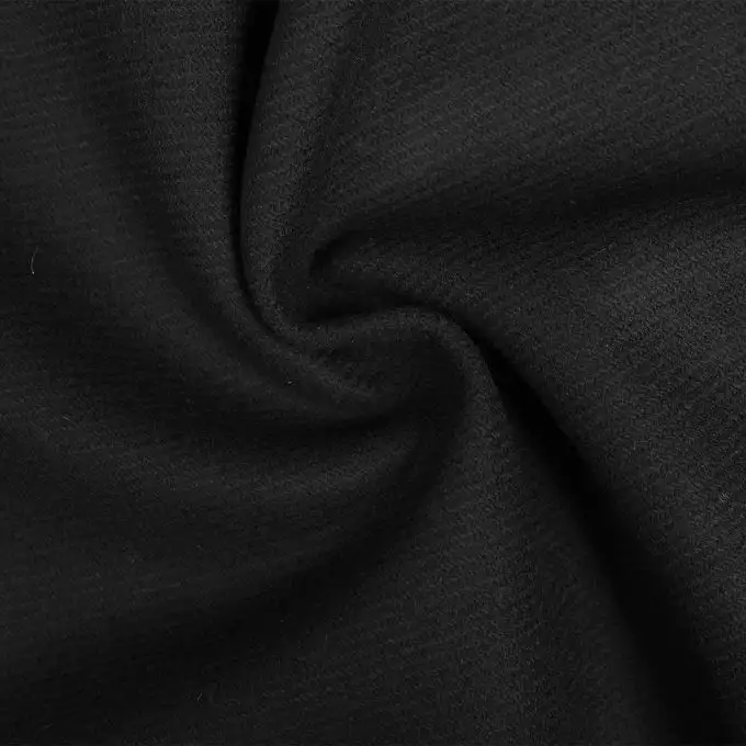 Tessuto lana spina di pesce nero