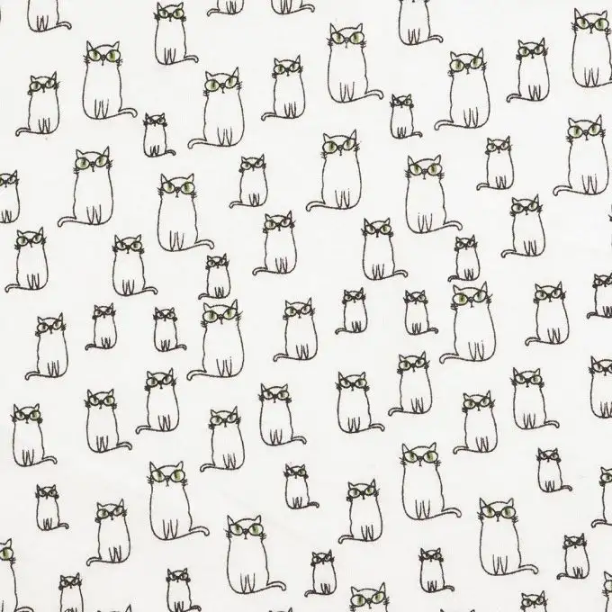 Tessuto jersey cotone ecru gatto