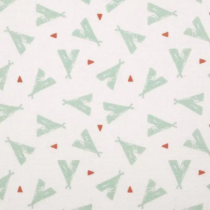 Tessuto cotone bianco tipis verdi