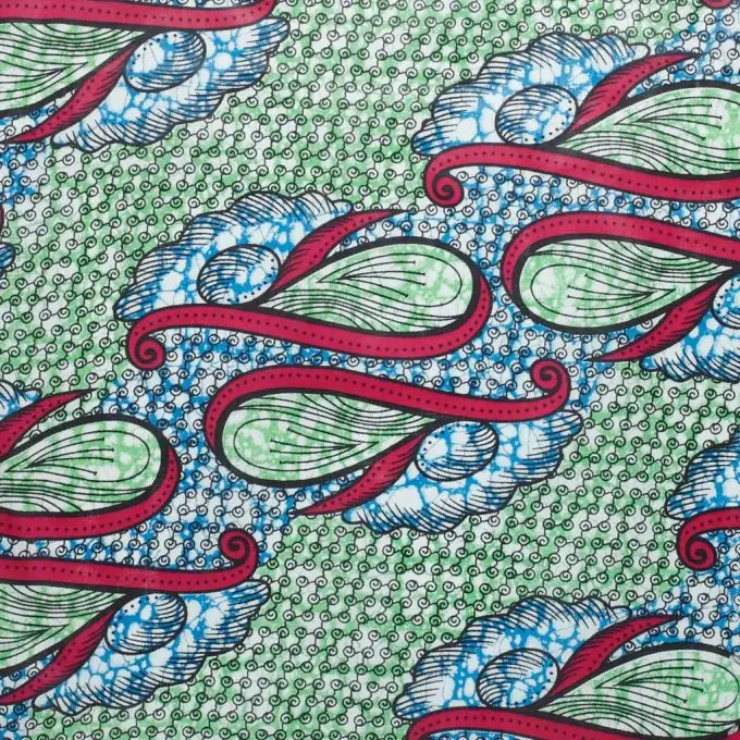 Tessuto africano wax verde e rosa