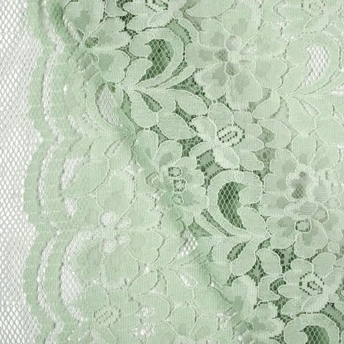 Pizzo cablato fiori verde mandorla