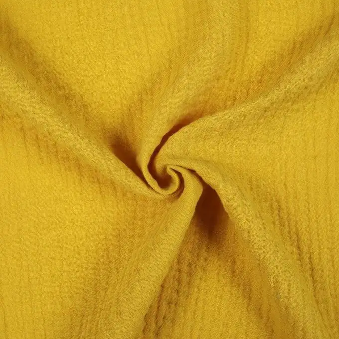 Tessuto doppia garza cotone Gaby giallo senape