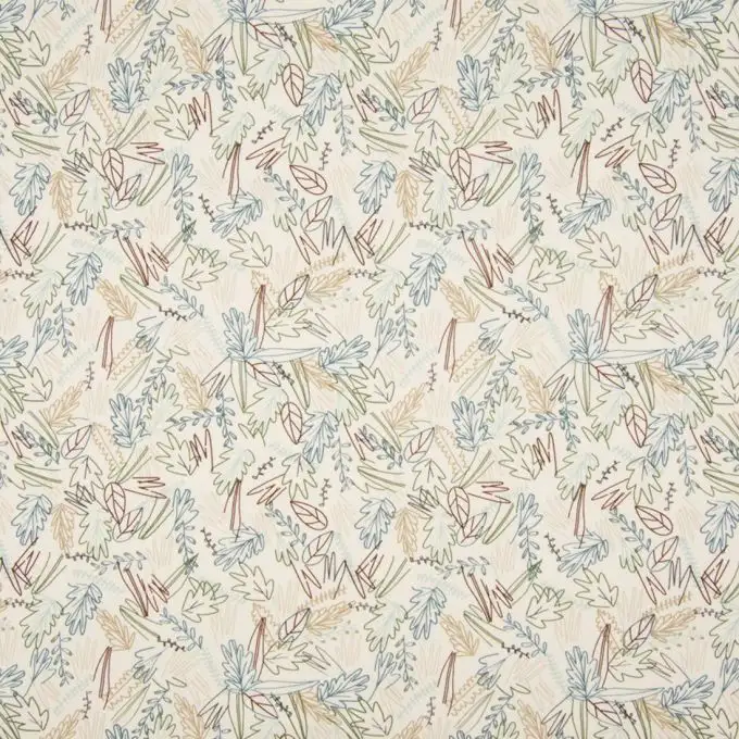 Tessuto jersey cotone foglie ecru