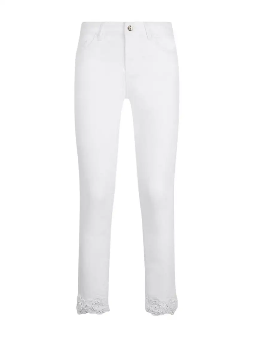 Liu Jo Women's Trousers - Skinny Trousers with Embroidery - White