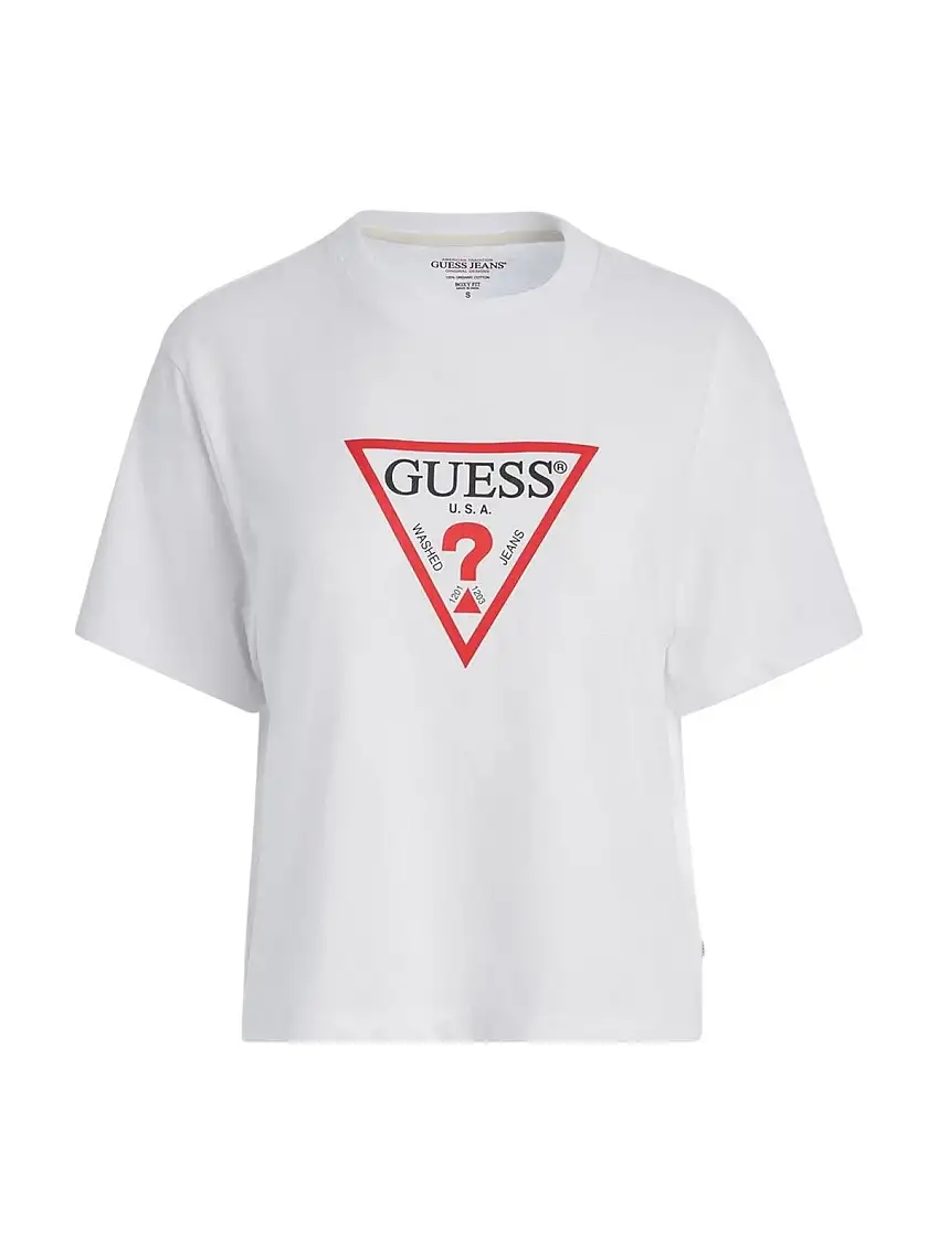 GUESS Women's T-shirt GJ SS CN BOXY ICONIC TEE W4YI73 K8HM0 G011 White