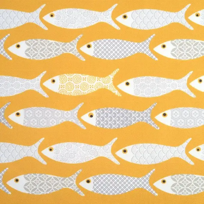 Tessuto cotone spesso pesci gialli