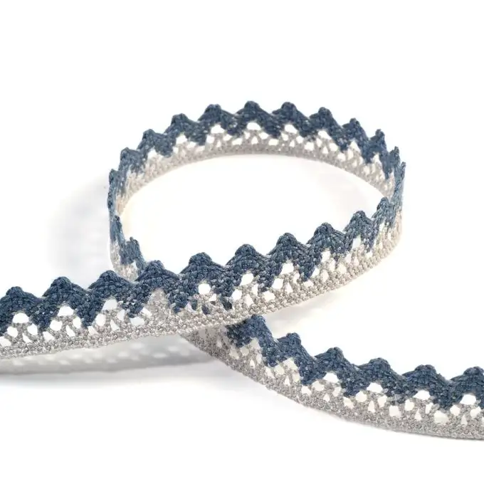 Nastro pizzo 15 mm grigio e blu