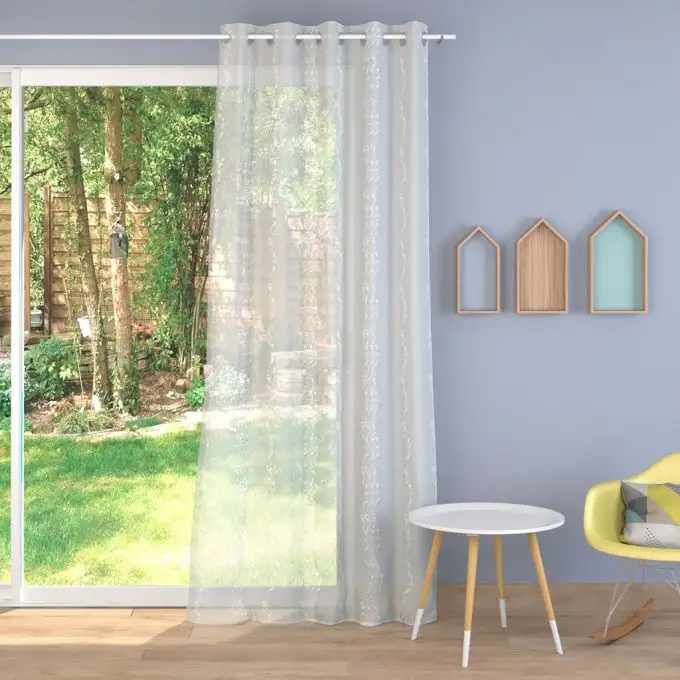 Tessuto velo garza bianco ricamato foglia - 290cm