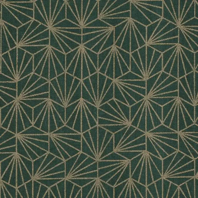 Tessuto cotone origami verde e dorato