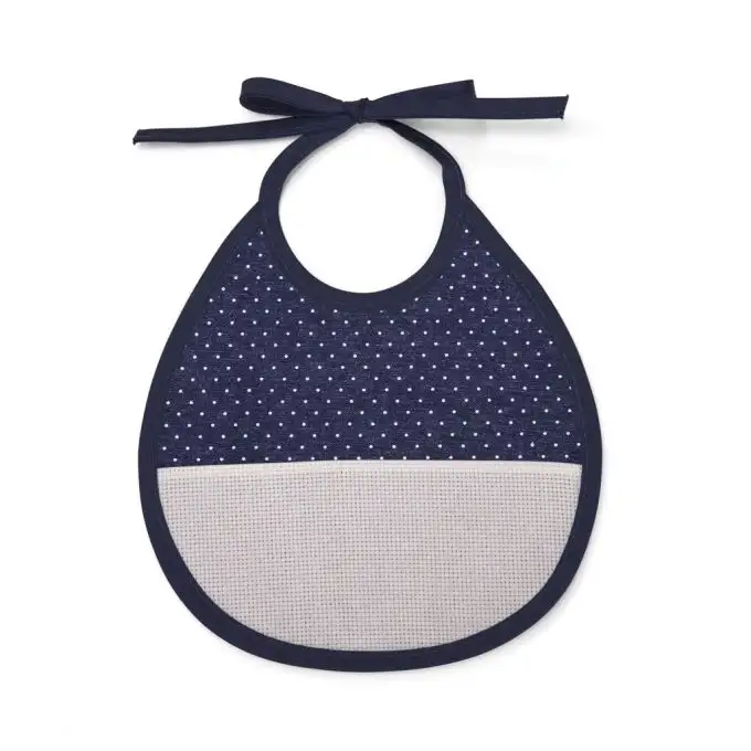 Pronto per ricamare bavaglino blu 3 mesi