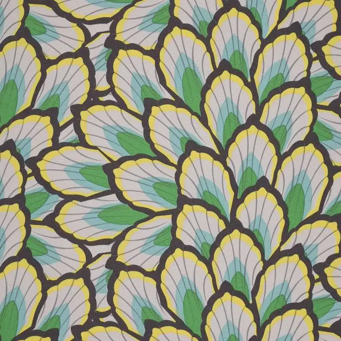 Tessuto cotone spesso ventagli verde