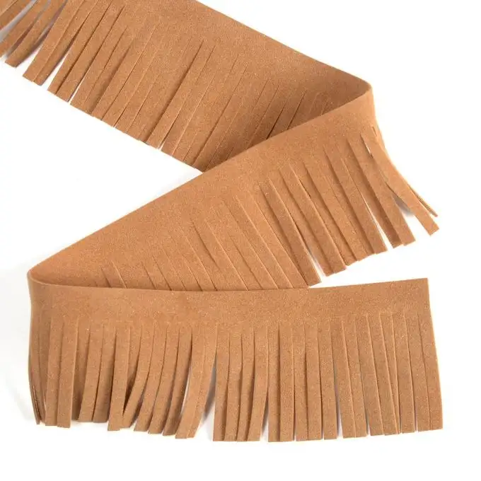 Frange imitazione camoscio cammello 50 mm