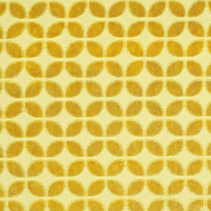 Tessuto velluto jacquard sfera giallo curcuma