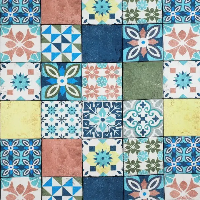 Tessuto cotone spesso piastrelle cemento verde