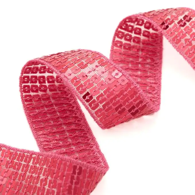 Nastro a paillettes quadrate fucsia