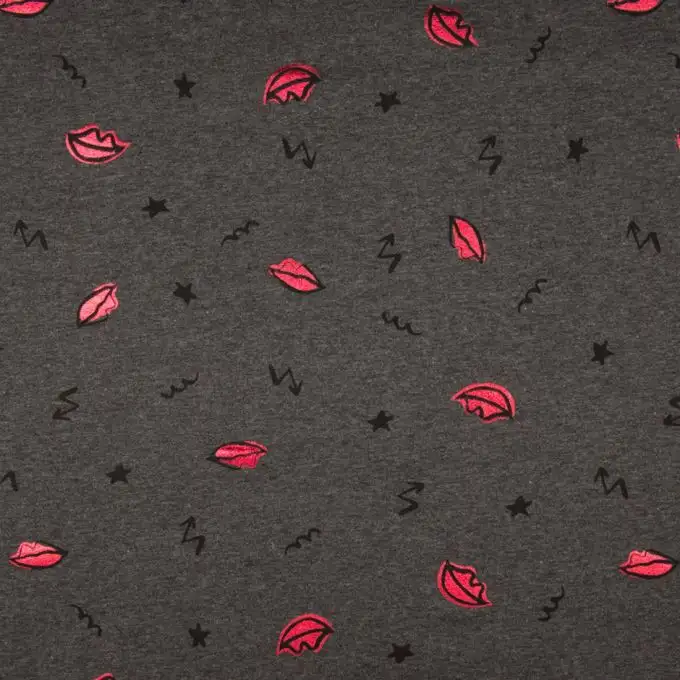 Tessuto felpa jersey labbra grigio