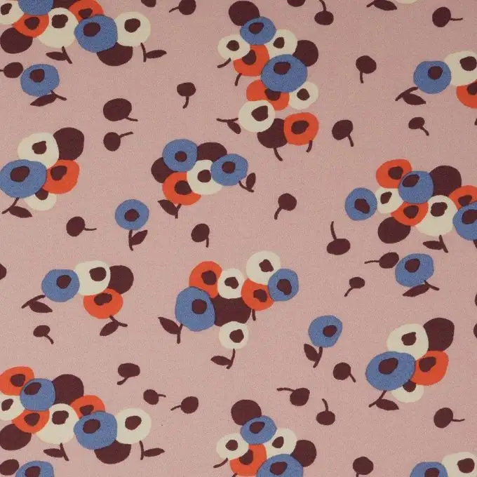 Tessuto crêpe viscosa rosa frutta