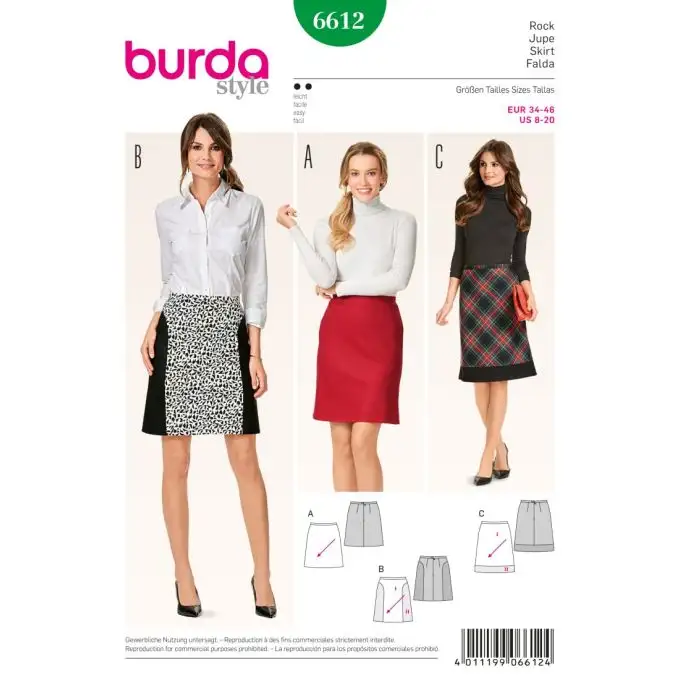 Cartamodello burda 6612 gonna
