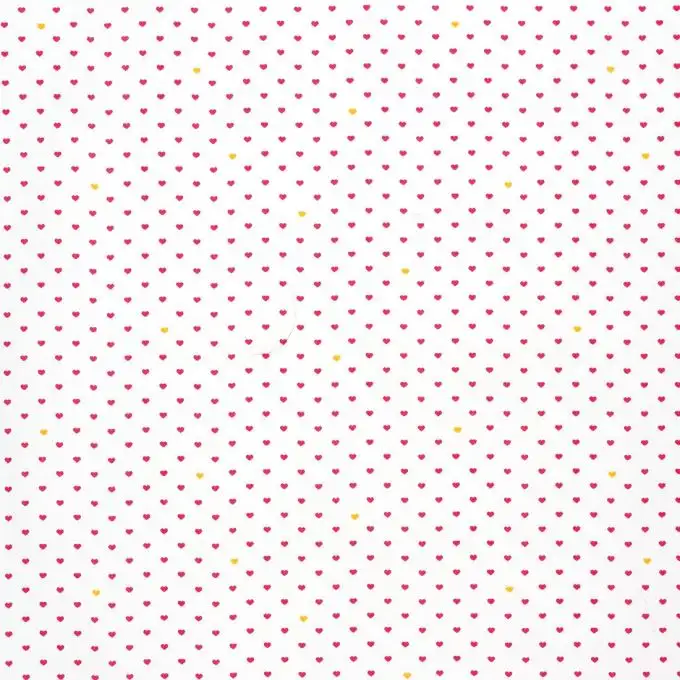 Popeline di cotone ecru cuore rosa