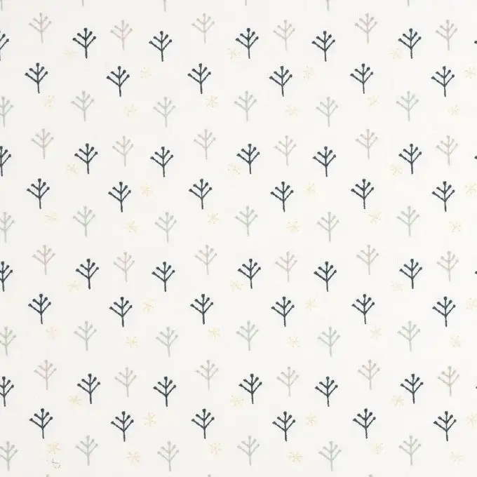 Tessuto cotone bianco fiocchi brillanti