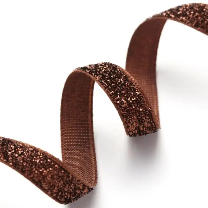 Nastro piatto lurex rif 0671 col marrone
