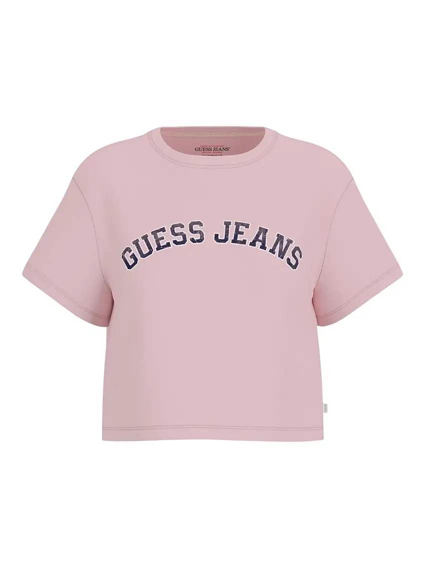 GUESS Women's T-shirt GJ SS CN BOXY COLLEGIATE TEE W5RI41 K8HM0 A61U Pink