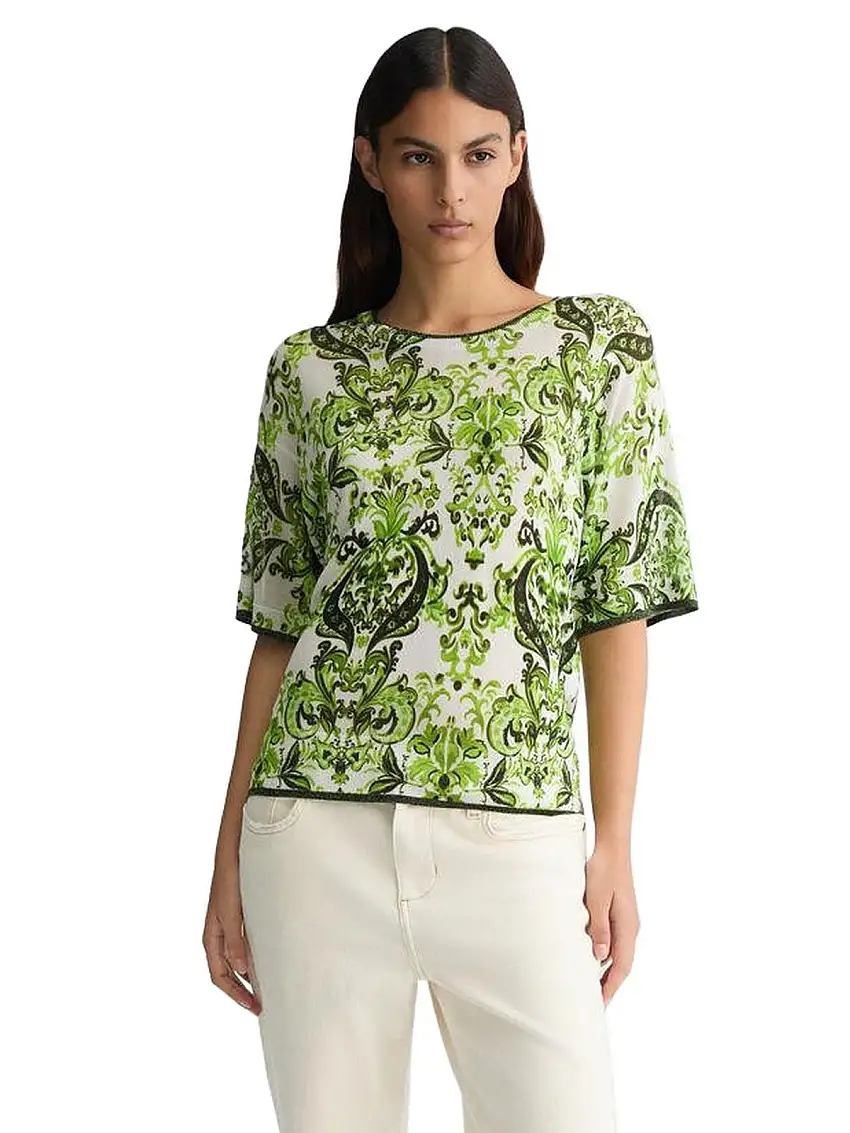 Liu Jo Women's T-Shirt - Printed Knit T-Shirt - Green