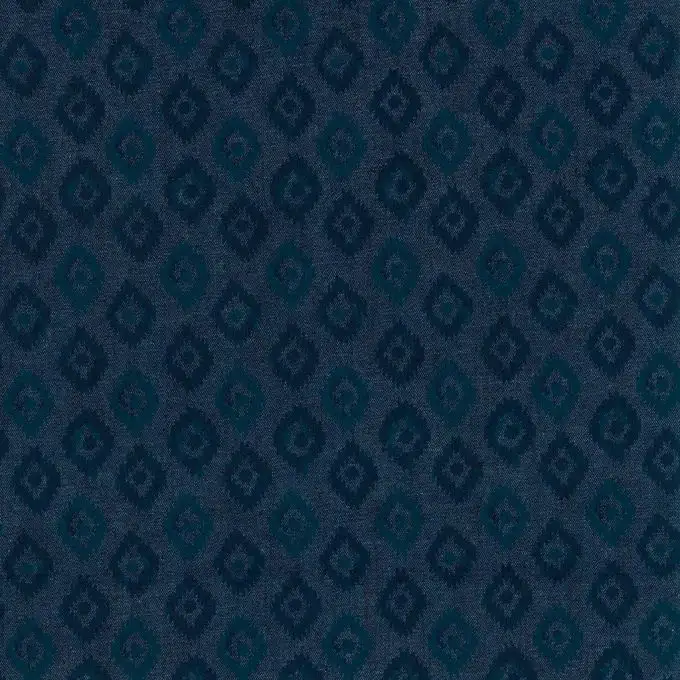 Tessuto chambray stampato rombi blu