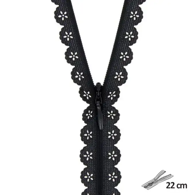 Chiusura pizzo geometrico nero 22 cm