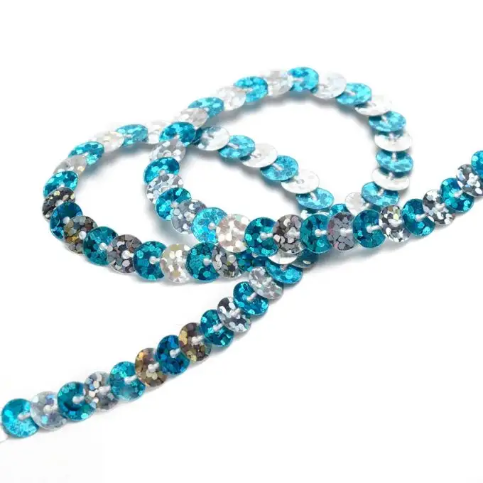 Nastro paillettes bicolore 5mm - Blu e Argento