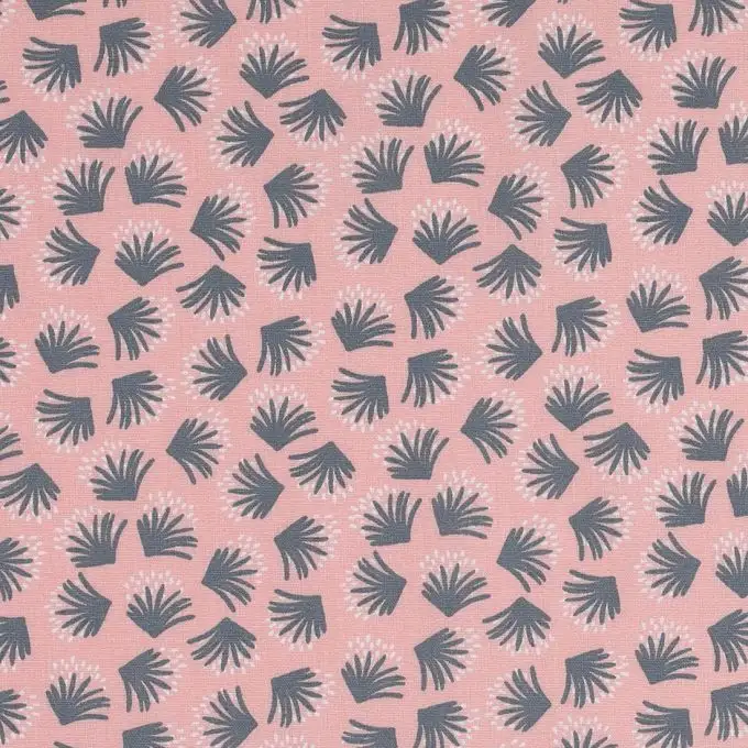Tessuto cotone foglie rosa Galim