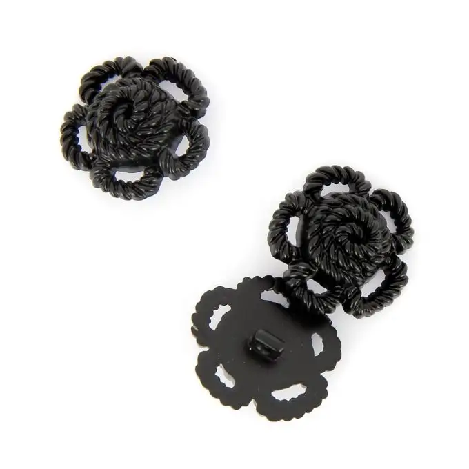 bottoni a forma di fiore effetto corda nero 27mm