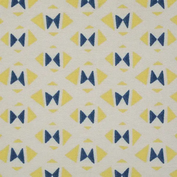 Tessuto geometrico blu e giallo