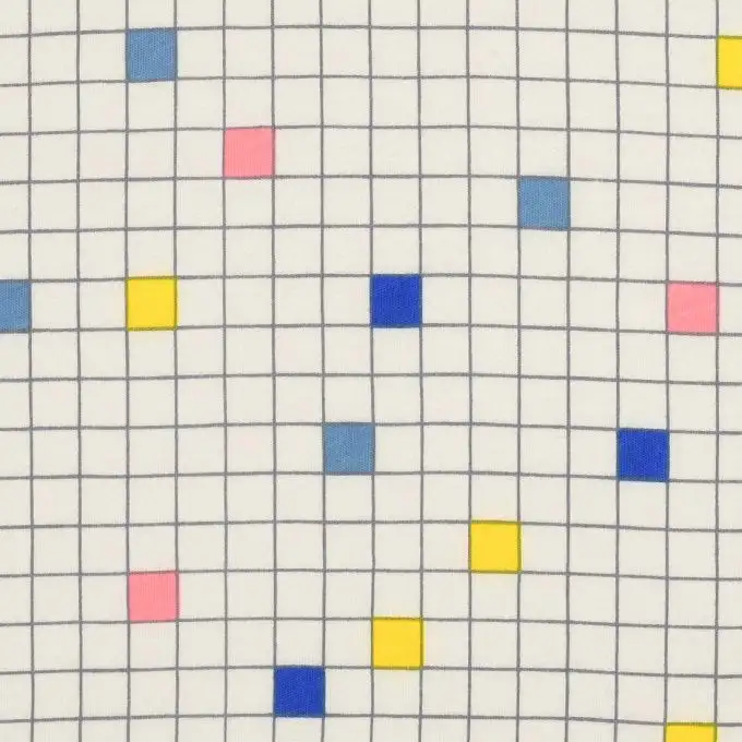 Tessuto jersey cotone a quadri multicolori