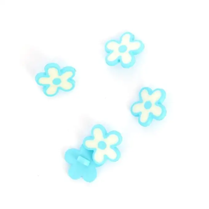 bottoni a forma di fiore blu 15mm