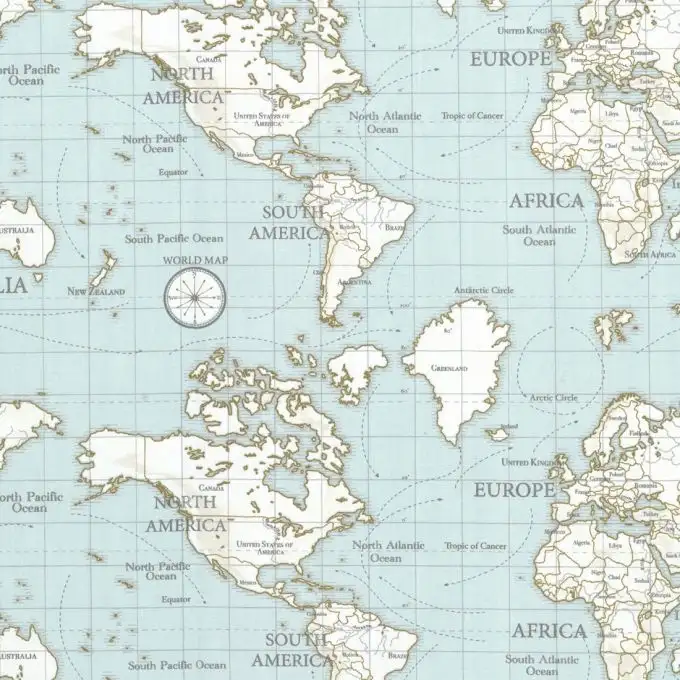 Tessuto cotone spesso maps blu