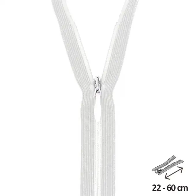 Chiusura invisibile bianca 60 cm