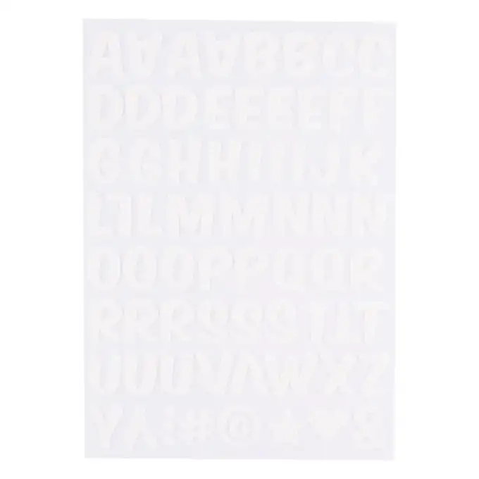 Trasferimento termoadesivo alfabeto bianco