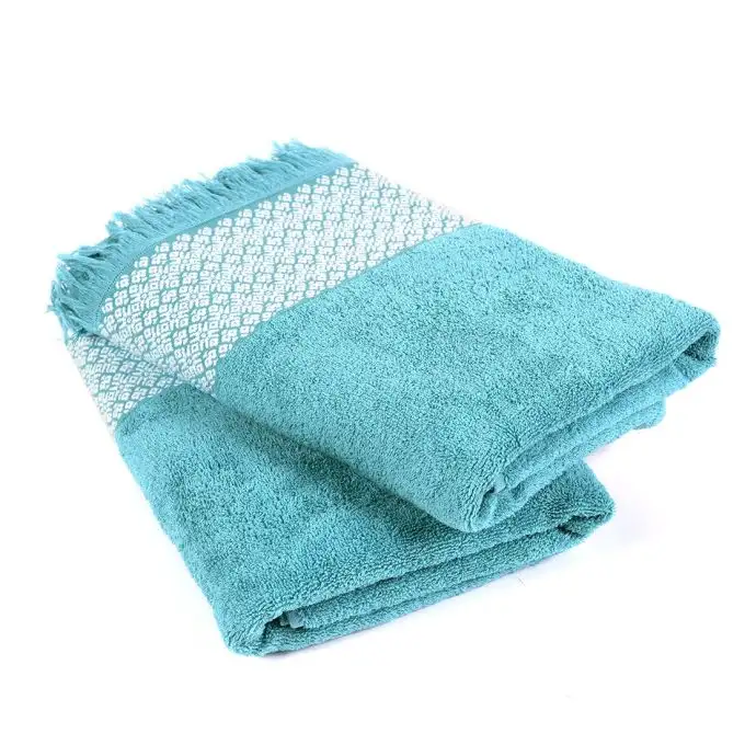 Set di 2 asciugamani da doccia Toscane blu turchese