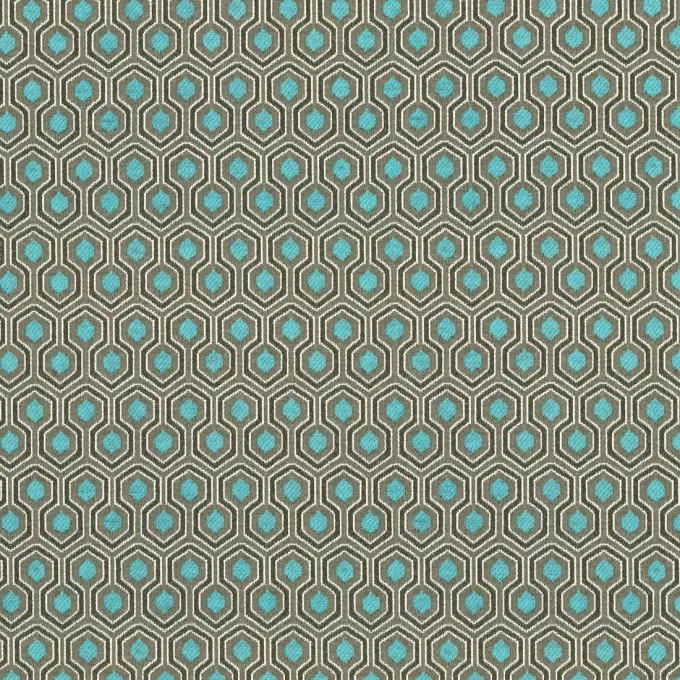 Tessuto jacquard poligono blu turchese