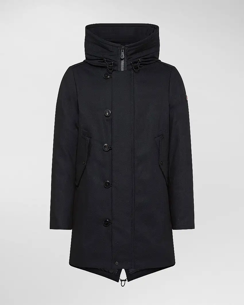 Parka Kasa Peuterey blu in misto cotone con cappuccio e coda a eskimo