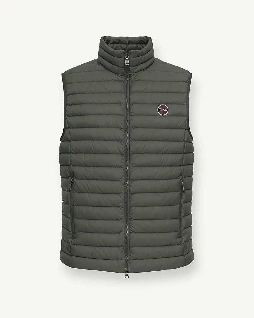 Gilet verde militare imbottito in piuma