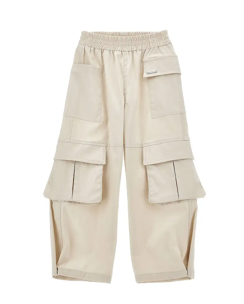 Pantalone cargo beige in misto cotone stretch