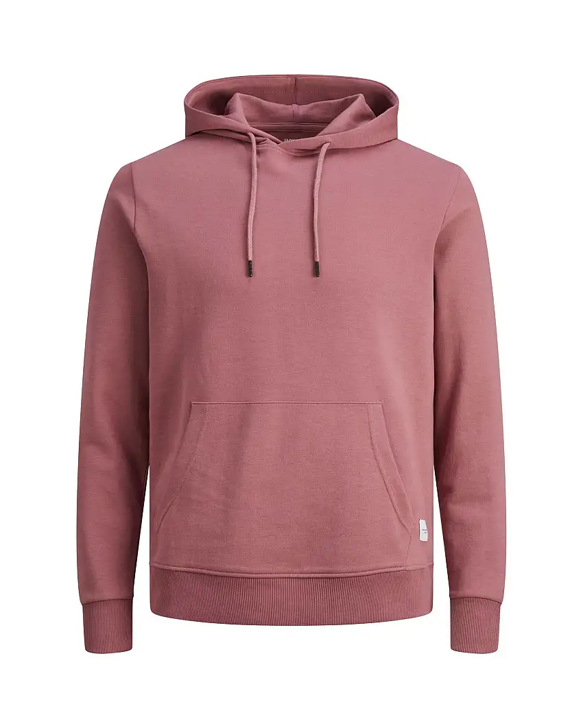 Felpa rosa antico con cappuccio regular fit in misto cotone con tasca a marsupio frontale