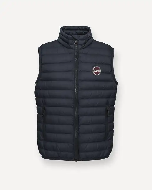 Piumino gilet blu a collo alto