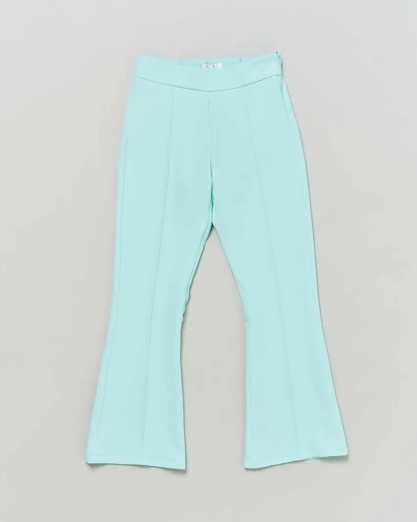Pantaloni flare verde acqua in cady stretch