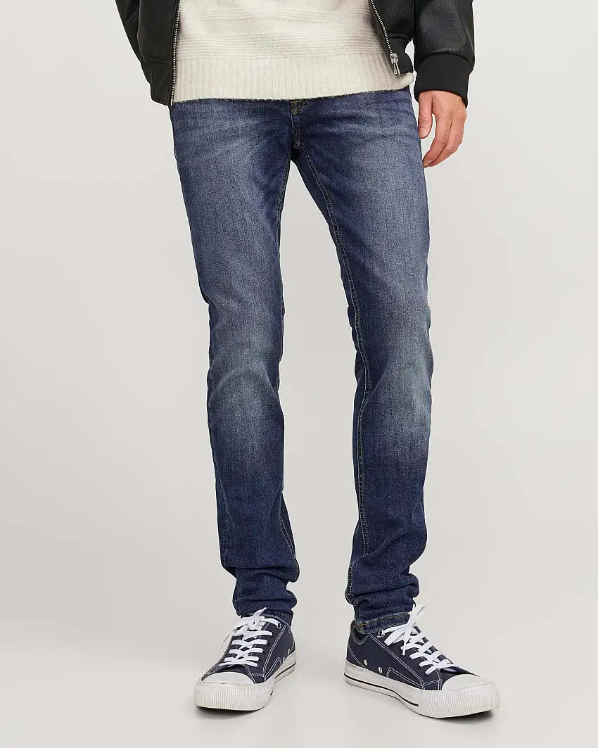 Jeans skinny-fit a vita bassa in cotone stretch lavaggio scuro stone washed